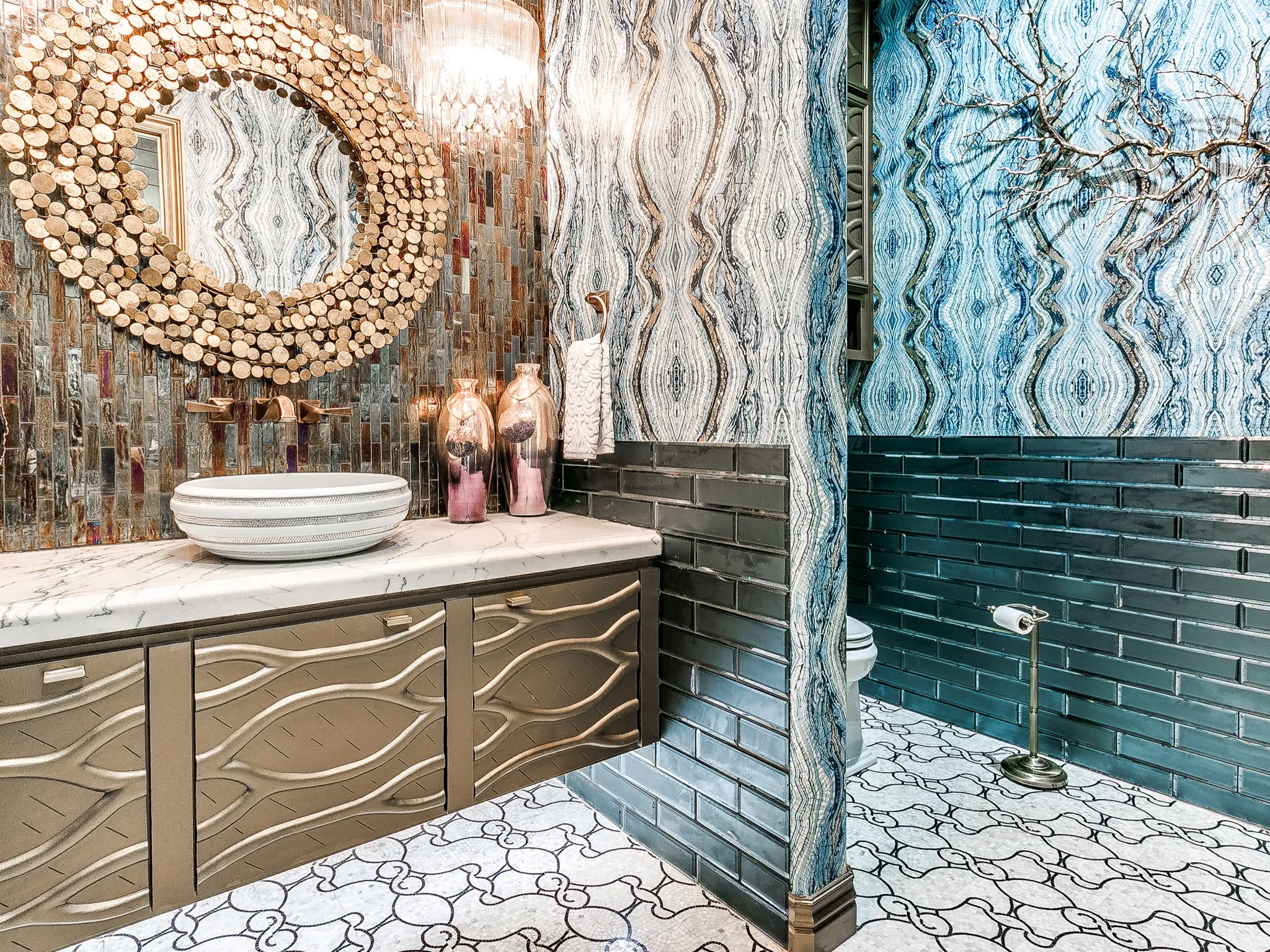 Mosaic tile luxury bathroom